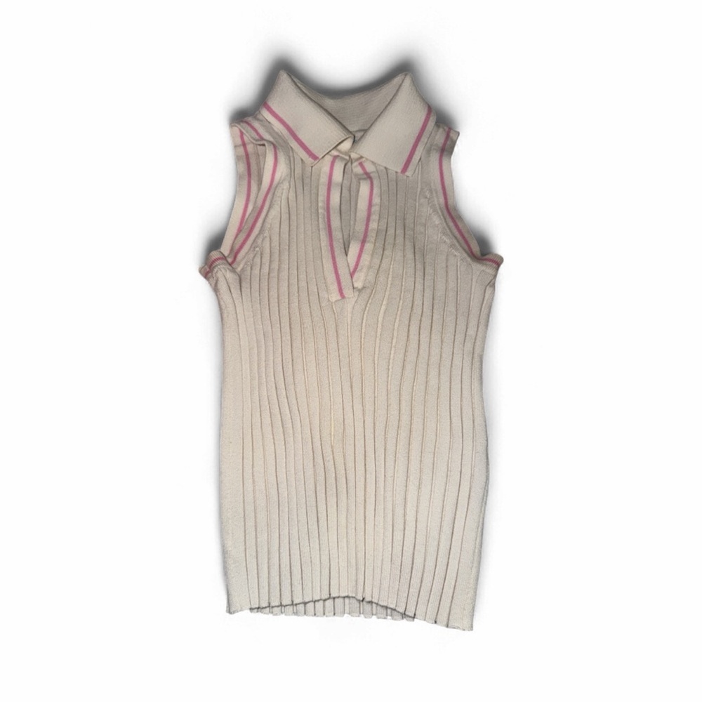 Primark Cream and Pink Ribbed Tank Top